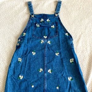 H&M Jean Overall Dress with Flowers